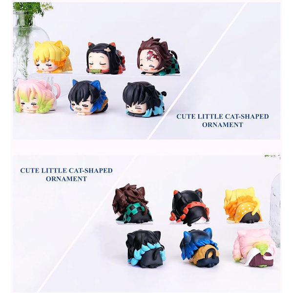 Demon Cosplay Slayer Figur Sæt Sød Anime Figur Skrivebordsdekoration Ornament kawaii Anime Figur Fan Fødselsdagsgave Samling 4x5,6 cm (6 stk)