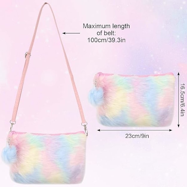 Plyschväska Axelväska Halsband armband Födelsedagspresent Justerbar axelrem Crossbody-väska Regnbåge rainbow