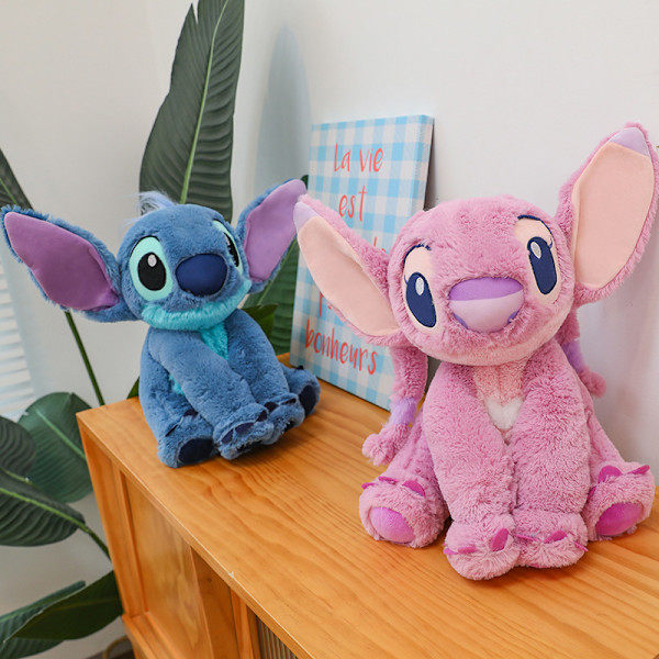 Angel Medium Myk Leke, Lilo & Stitch, Populær Stitch og Angel Plysj med Fleksible Ører og Broderte Detaljer - Medium 38 cm Angel
