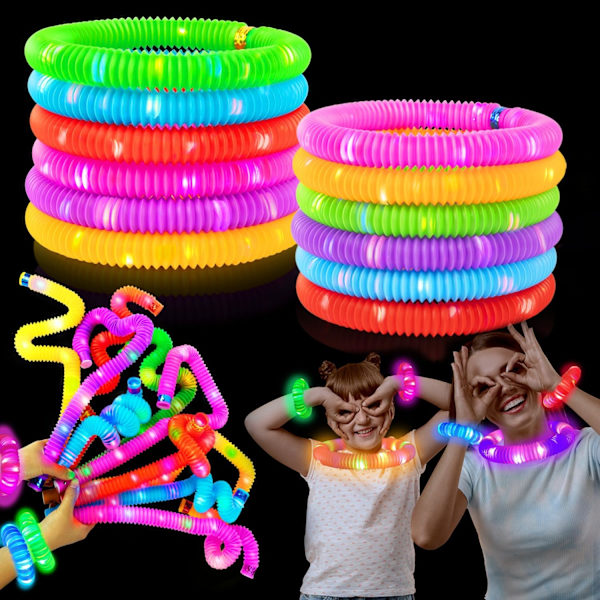 Glow Sticks Party Pack 12 STK - Selvlysende festartikler for barn, lysende halskjeder armbånd tilbehør for gutter og jenter. 12pc