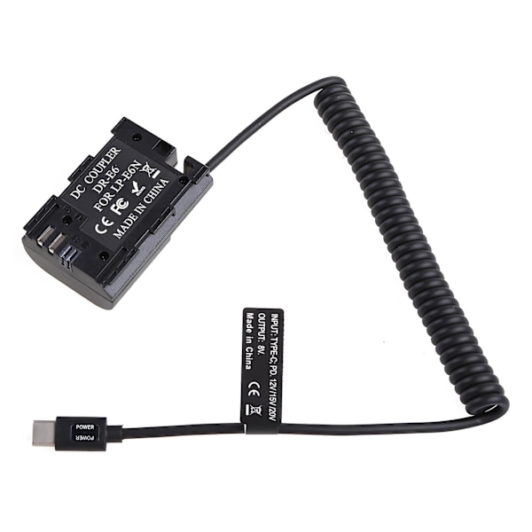 USB Typ-C Strömadapterkabel För LP-E6 Dummy Batteri Strömförsörjning