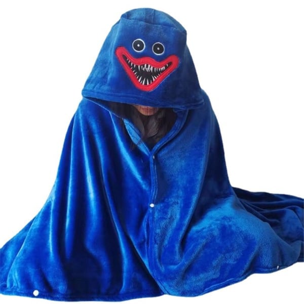 Poppy Playtime Huggy Wuggy Tema Børne Hætteklædt Plys Tæppe Kappe Blå