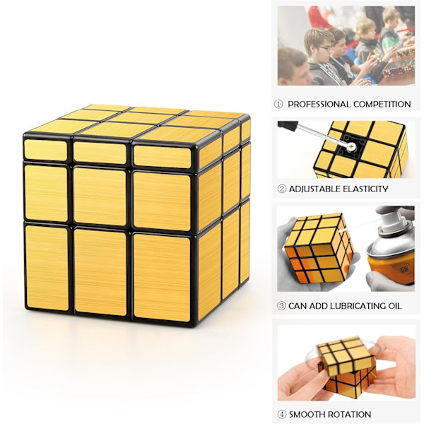 Magic Cube, Speilkube Speed Cube 3x3x3 Puslespill Speed Cube Voksen Gave til Barn, Gull