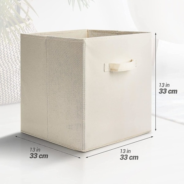 Koko 33x33x33 cm, kokoontaitettava säilytyslaatikko, vaatteet, kirjat, sopii kotiin, toimistoon ja muihin tiloihin, beige Beige