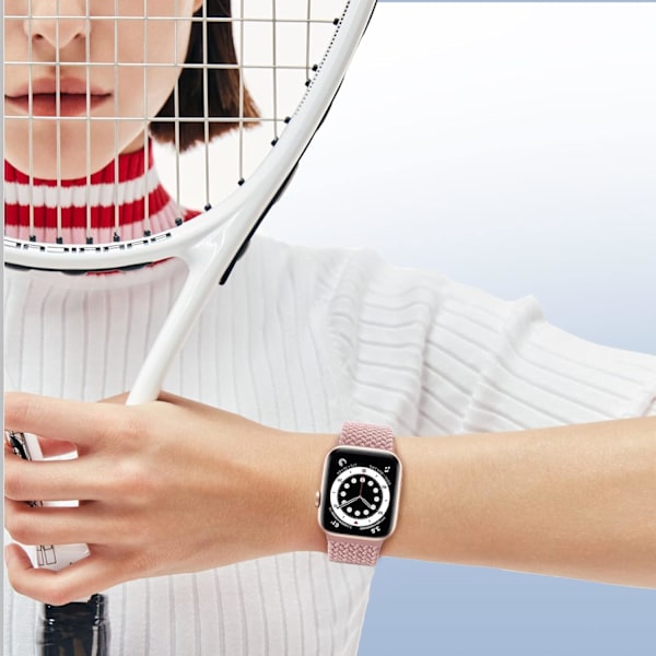 3-pack vävda Solo Loop-kompatibla Apple Watch-band 40 mm 38 mm 41 mm för kvinnor och män, justerbart nylonstretchigt elastiskt sportutbytesband Black/Starry/Pink Sand 38/40/41mm