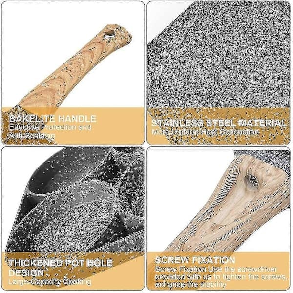 Egg Stekepanne, Non-Stick Pannekakepanne Eggpanne Med 4 Hull Stekt Egg Pannekake Maker For Induksjon