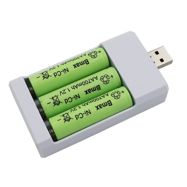 Universal USB Output Batterioplader 3 Slot Adapter Til AA AAA B