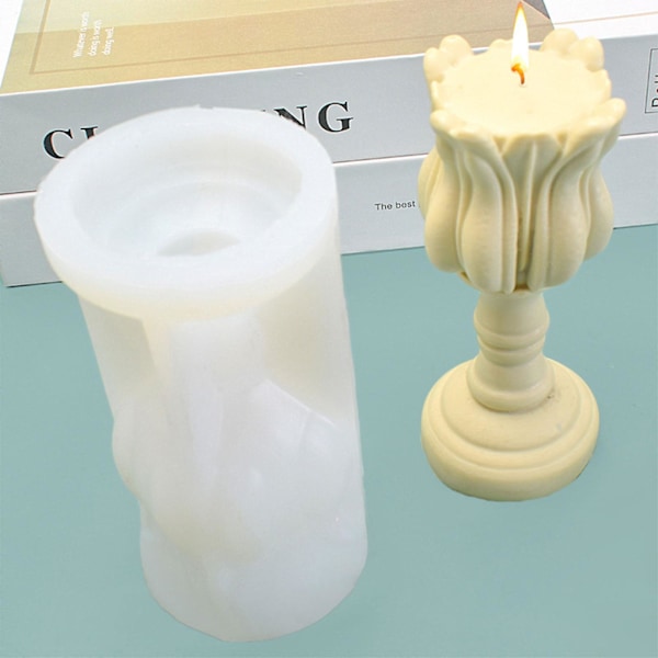 DIY Lys Silikoneform 3D Tulip-form Aromaterapi Voks Resin E