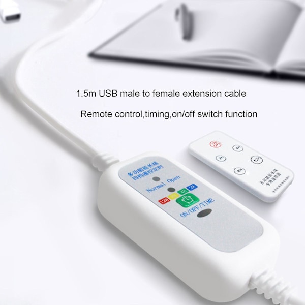 5V 1,5m Fjärrkontrollbrytare 2-12 Timmar Timer Strömkabel För USB Fläkt L