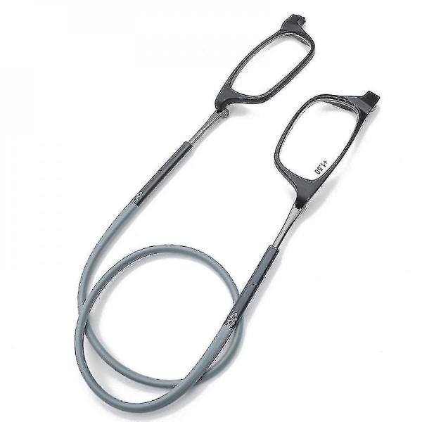 Läsglasögon Högkvalitativa Tr Magnetic Absorption Hanging Neck Funky Readers Glasögon Grey 2.0 Magnification