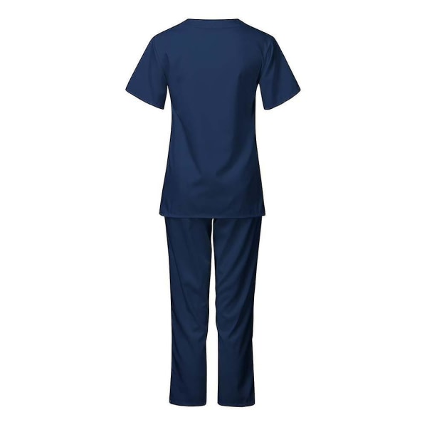 Unisex Doctor Top & Pants Scrub Set Tandläkare kostym för medicinskt bruk Navy Blue 2XL