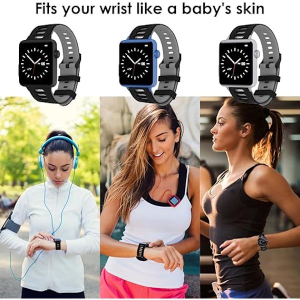 Silikonklockarmband Snabbkoppling Sportklockarmband Universellt Utbytesarmband för Män Kvinnor, Svart Spänne Black Gray 20mm