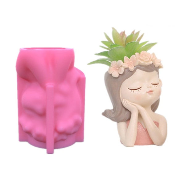 Silikonimuotti 3D Söpö Tyttö Kukkaruukku Muotti DIY Käsintehdyt Askartelut