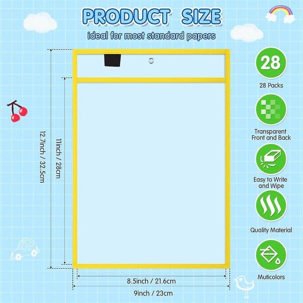 28 stk. Arbejdsnotesholder Genanvendelig Notesholder Lomme Plast Fil