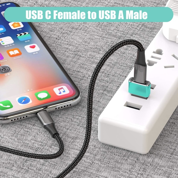 USB till USB C-adapter, USBC hona till A hane OTG-laddare typ C-omvandlare för Apple Watch Ultra iWatch 7 8 9 10, iPhone , Plus Pro Max, AirPods 3 green 4pc