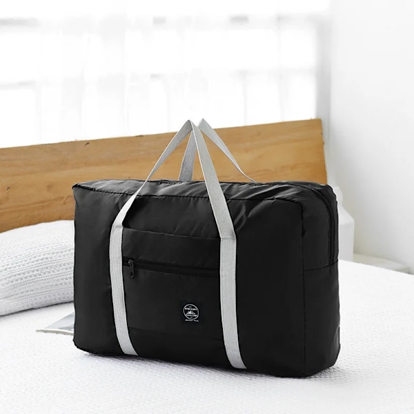 Kokoontaitettava nailoninen matkakassi naisille, suuri olkalaukku, vedenpitävä unisex-duffelikassi black