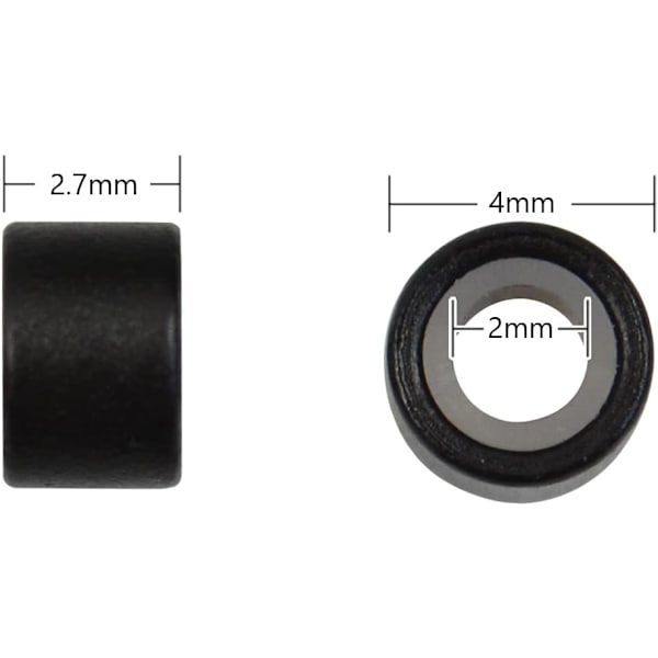 200 stk Silikonforede Mikro Ringer Lenker Perler 4.0 mm Hårperler for Hårextensions Black