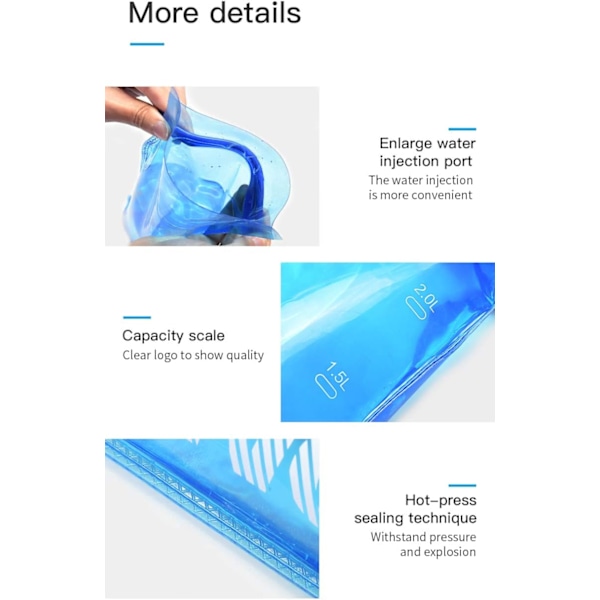 1/1,5/2/3L Bärbar Vattenpåse för Vandring Ryggsäck Camping Cykling 1.5L