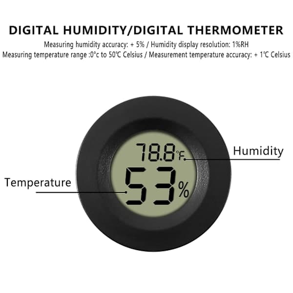Hygrometer termometer digitalt LCD-display hygrometer egnet til luftfugter affugter