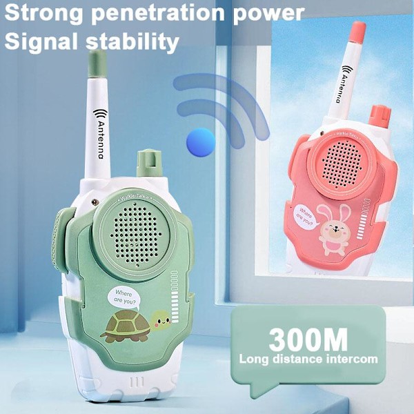 Børns trådløse walkie-talkie Pink green - with battery lanyard