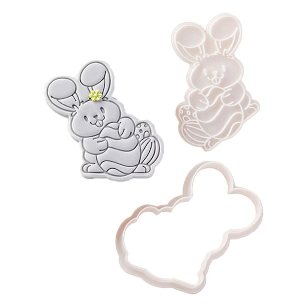 2-pack Kakformar Ägg Kanin 3D Kakstämplar Press DIY Bakning