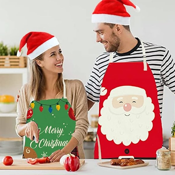 2-pack Julgransförkläden för Vuxna, Roliga Vattentäta Förkläden för Julfest, Kostym, Matlagning, Julkockgåva