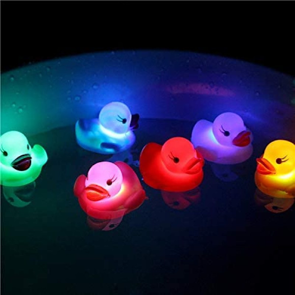 Klassisk badeleke i gummi med LED-vannsensor, lysende, blå