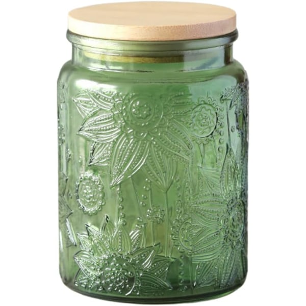 Vintage lasipurkki, karkkipurkki kannella, 700 ml vintage-värinen Mason-purkki keittiön koristeeksi (vihreä, 1 kpl) Green