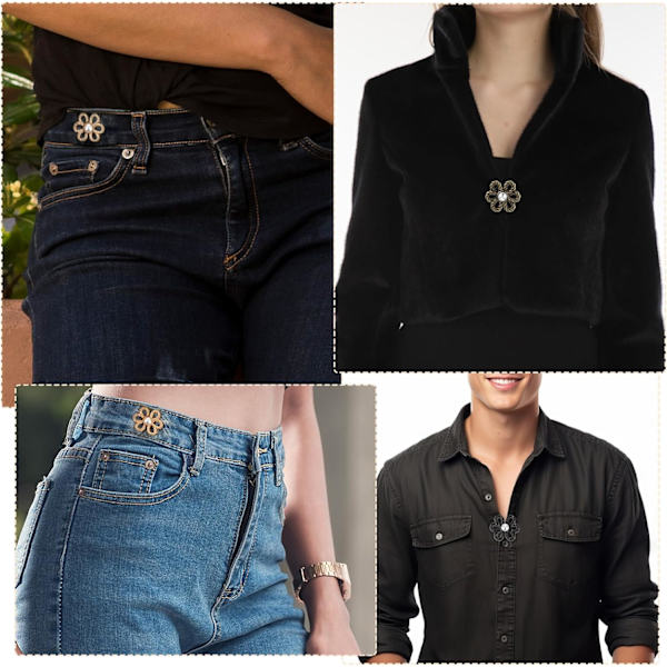 8 st byxor midjejusterare, 4 färger blomma jeans knappjusterare justerbar byxor knappjusterare behöver sy jeans knappar för lösa jeans, byxor