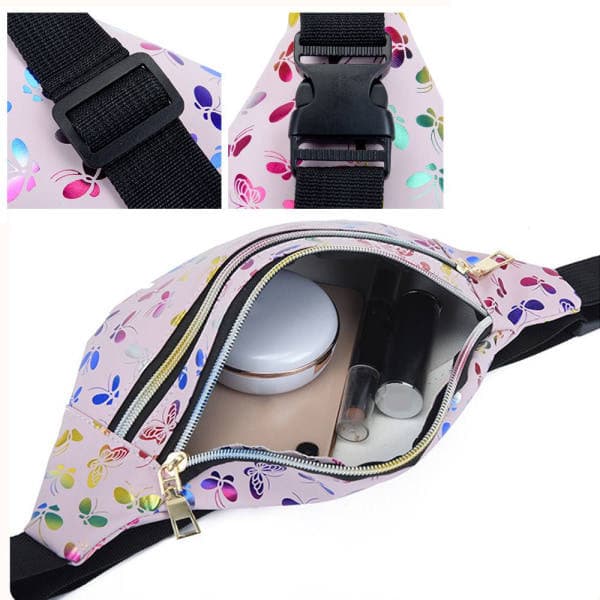 Tryckt midjeväska Fanny Pack Mobiltelefonväska blå blue