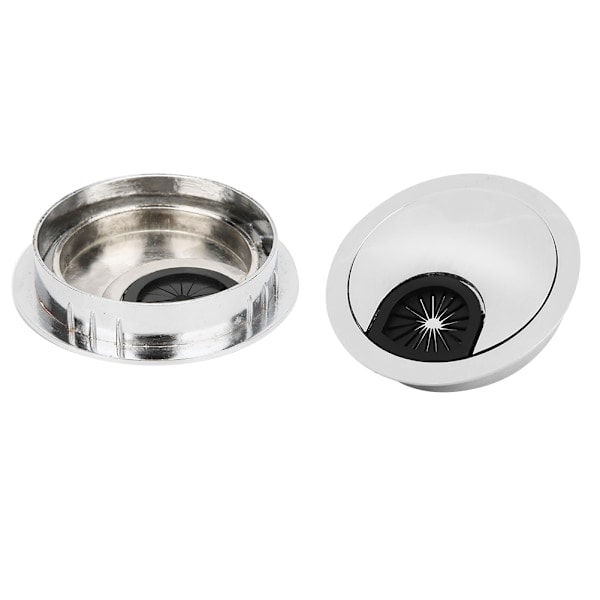 2 stk bordgjennomføring skrivebord kabelhull sinklegering toppdeksel 58mm