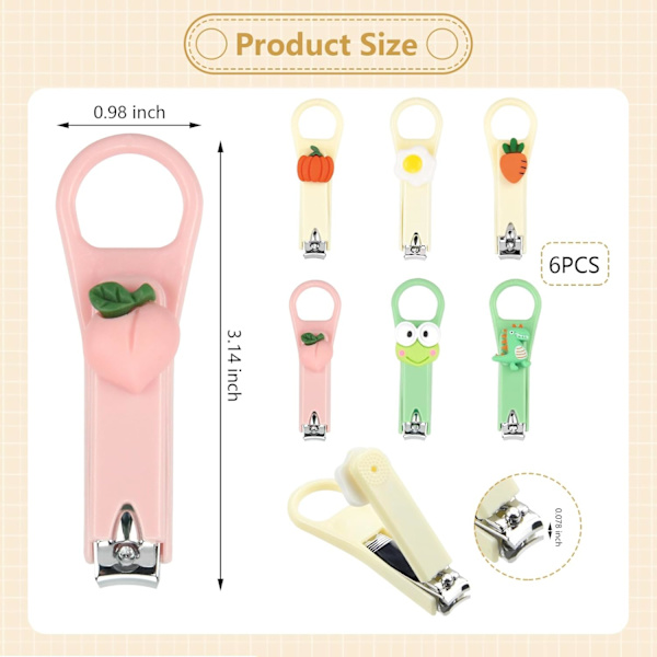 Nagelklippare set, nagelklippare för barn, nagelklippare, nagelklippare för barn, nagelklippare skarpa för kvinnor, flickor, barn B-6PCS Nail Clippers