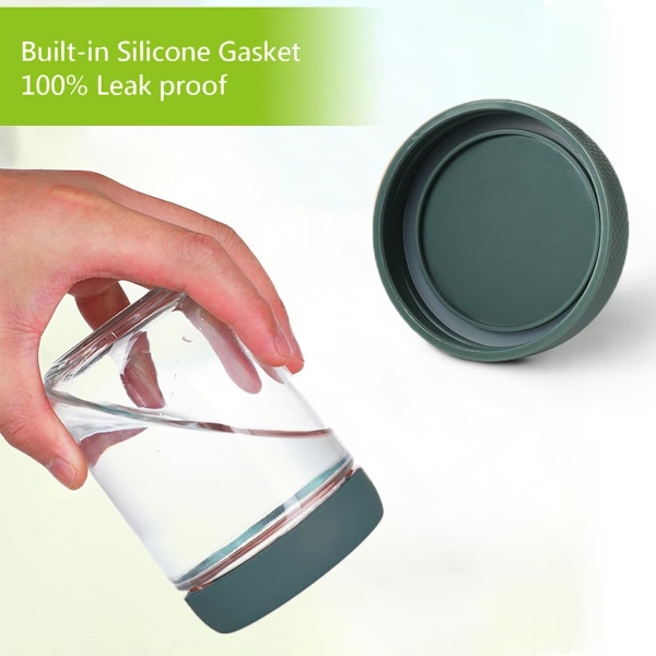Oppgraderte Mason Glasskrukker, 6-pakning, 473 ml, med stablebare lufttette lokk, for havregrøt over natten, salater, snacks, pudding, yoghurt, kaffe og nøtter