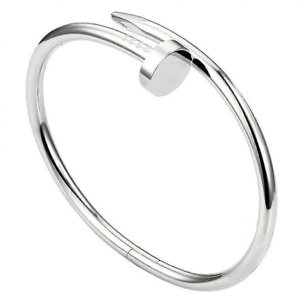 Moderne armbånd med naglehode i rustfritt stål, glatt overflatedesign Sølv Silbrig