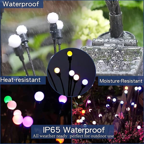 2 stk. LED Firefly Solcellelamper Vanntett Plen- og Jordplugg L