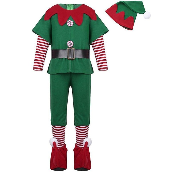 Jultomtsdräkt Familj Vuxen Barn Fancy Dress Santa Helper Cosplay Outfits Men and Boys 120cm