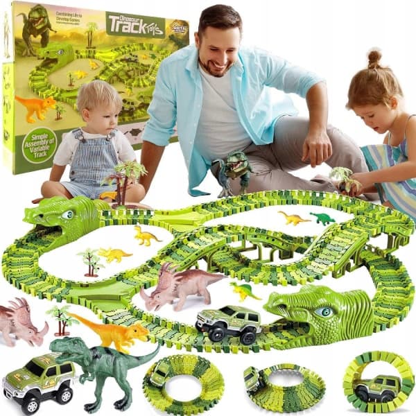 Stor Bilbane til Børn - Dinosaur Grøn