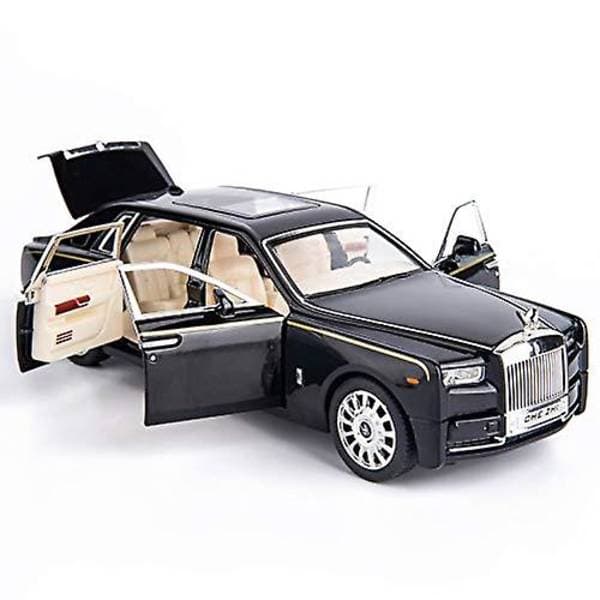1/24 Rolls-Royce Phantom Modelbil, Zinklegering Træk Tilbage Legetøjs Støbte Biler med Lyd og Lys til Børn Drenge Pige Gave (Sort)