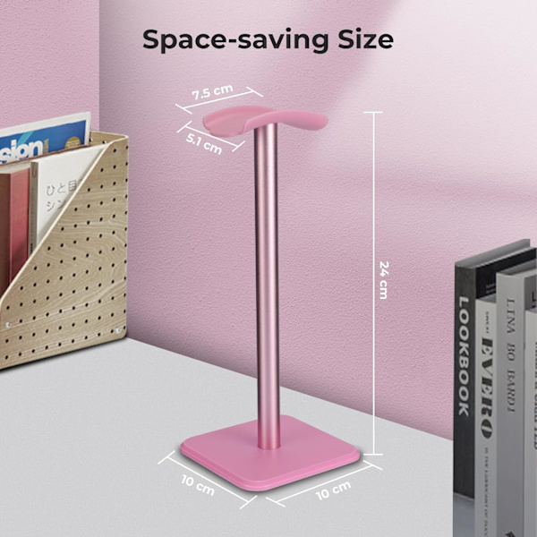 Hörlursstativ [Tung bas och högre höjd] Hörlursstativkrokar för alla spel-/skrivbordshörlurar - rosa pink