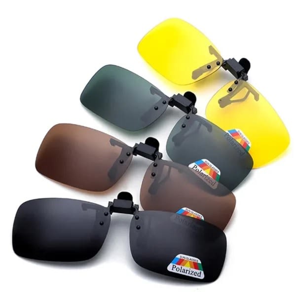 Clip On - Flip Up - Solglasögon - UV400 - (2-pack) Brun Brown