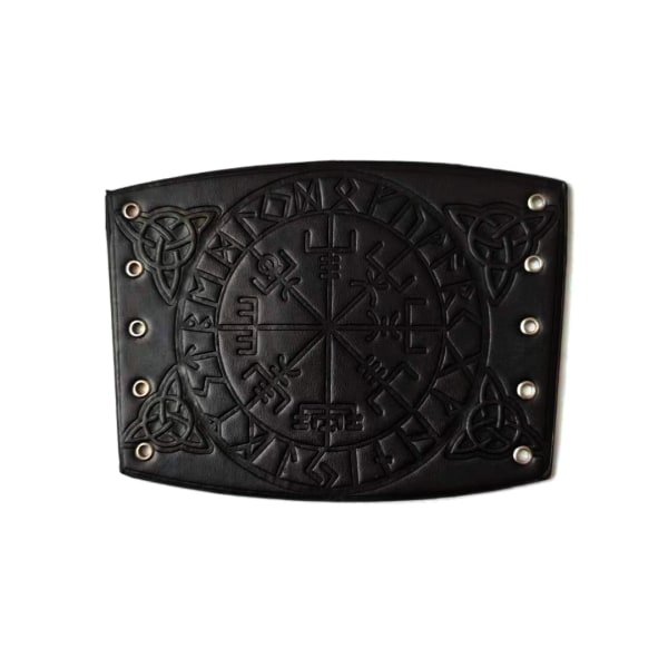 2st Läderhandske Armband Punk Bracer Läderarmskydd Gauntlet Viking Runkompass Präglade armbandshållare Medeltida