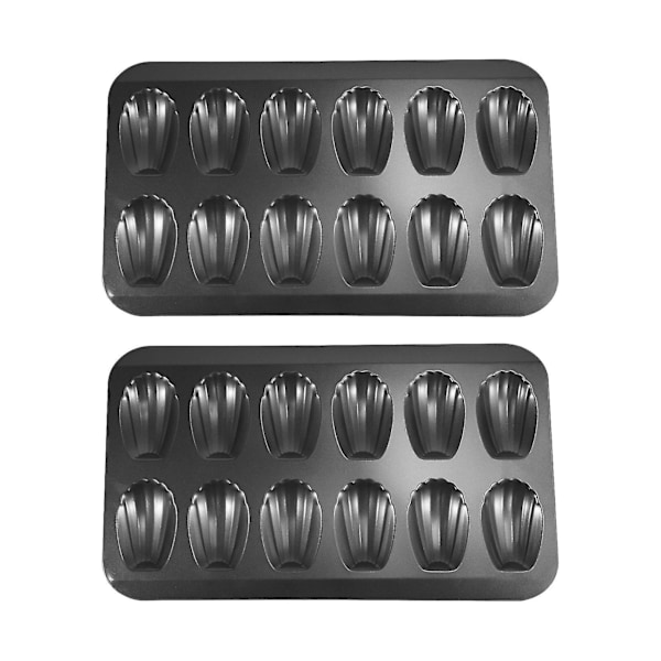 2 Pak Nonstick Madeleine Forme, Bageforme med 12, Kageform med Skorpe Chokolade Nonstick