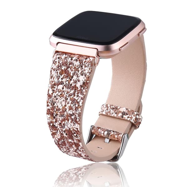Läderarmband för Fitbit Versa/Versa 2/Versa Lite/Versa Rose Gold
