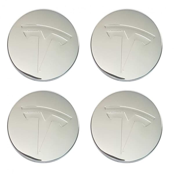 4-pakning Tesla Senterkopper / Navkapsler - Sølv Silver