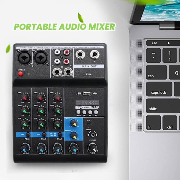 Bärbar Ljudmixer Professionell 4-kanals Bluetooth Mixer Dj C