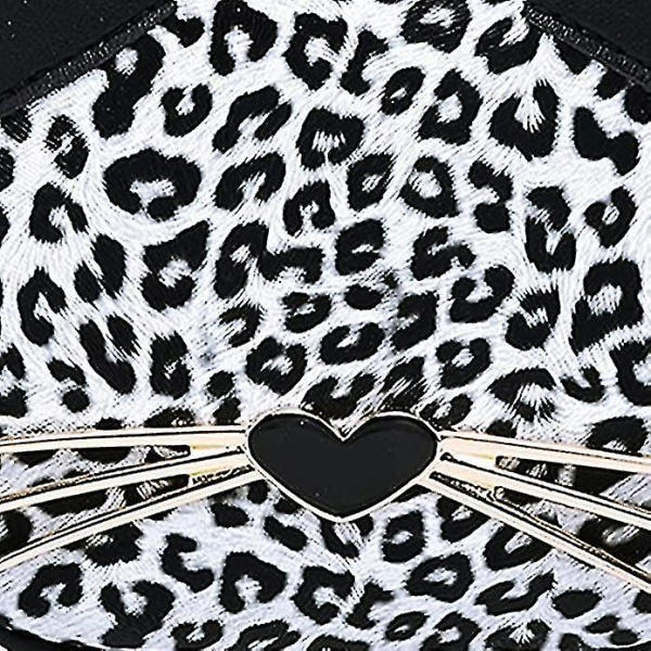 Mini Leopard Skuldertaske Crossbody Taske Pung Sød Kat Taske Rund Møntplade (Sort Leopard Print) Sort Black