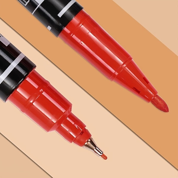 Permanent Markering Pen 0.8/2mm Spids Dobbelt Hoved Vandtæt Sort Blå Rød Pen Til Student Papir Stål CD Glas Klud Farve Kontor Skoleartikler Blå Blue