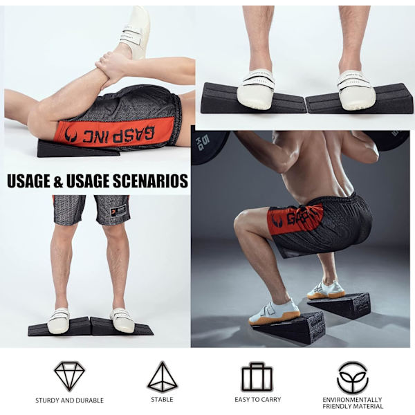 3 st Squat Wedge Block, 12 Bensträckare Fotkil Foam Snedbräda för Knäböj Vadhöjningsblock Yogakil Knän Över Tår Utrustning