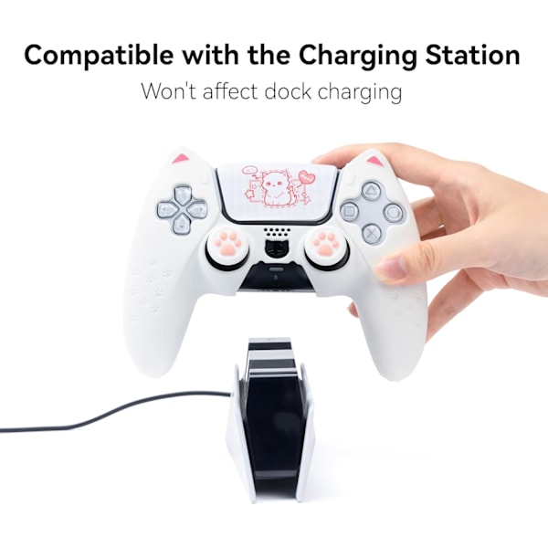 PS5 kissankäpälä silikonisuojus liukueste silikoninen ohjainkuori PlayStation 5 langattomalle ohjaimelle (valkoinen) White