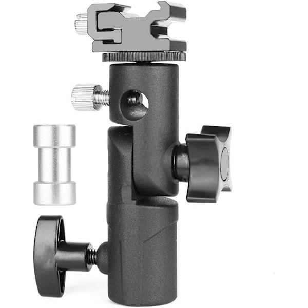 Blixtfäste, blixtfäste 3-delad paraplyhållare med blixtfästen och 1/4\" & 3/8\" tapp för lampstativ, blixtenheter